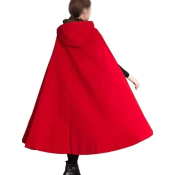 Women’s Red Hooded Wool Cloak