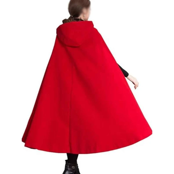 Women’s Red Hooded Wool Cloak