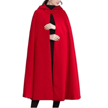 Women’s Red Hooded Wool Cloak