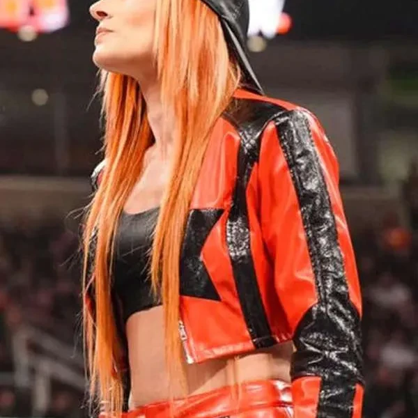 WWE Becky Lynch Red and Black Leather Jacket WWE Becky Lynch Red and Black Leather Jacket