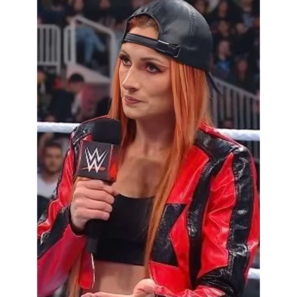 WWE Becky Lynch Red and Black Leather Jacket