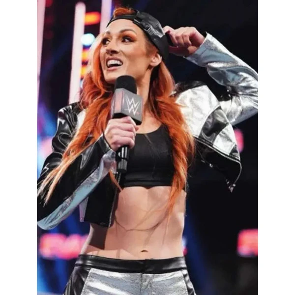 Becky Lynch WWE Raw White and Black Zipper Leather Jacket