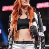 Becky Lynch WWE Raw White and Black Zipper Leather Jacket Becky Lynch WWE Raw White and Black Zipper Leather Jacket