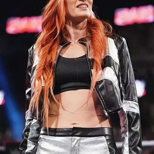 Becky Lynch WWE Raw White and Black Zipper Leather Jacket Becky Lynch WWE Raw White and Black Zipper Leather Jacket