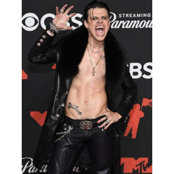 Yungblud MTV Awards 2025 Black Leather Coat Yungblud MTV Awards 2025 Black Leather Coat