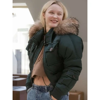 Zara Larsson Up Close Cropped Puffer Jacket